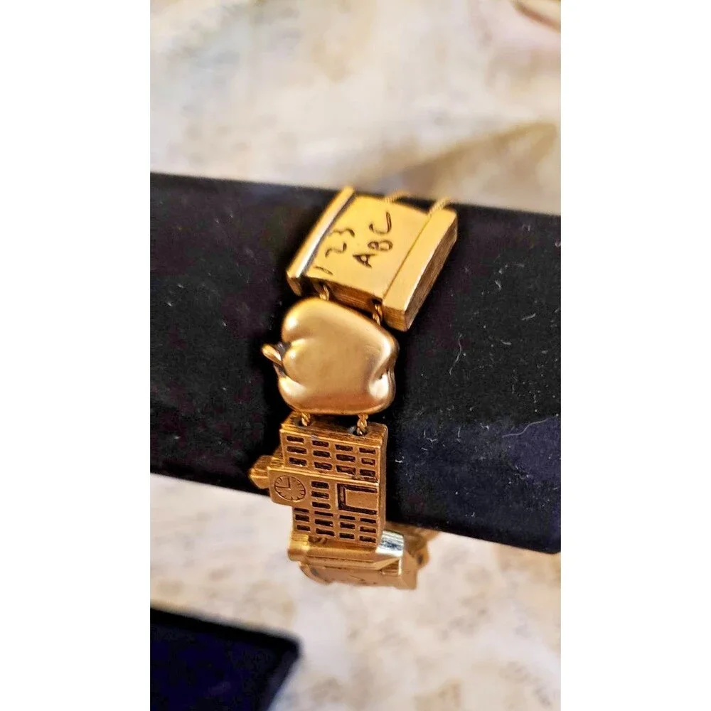 Whimsy, Classy Back to School Metal Charm Bracelet Apples, Schools, Pencils 7